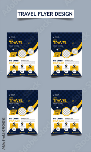  Best flyer design for business, Vector corporate travel flyer template. (ID: 599002563)