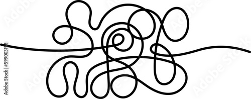 Tangled lines. Vector messy scribble. Hand drawn doodle knots curved in square and round form. Abstract 