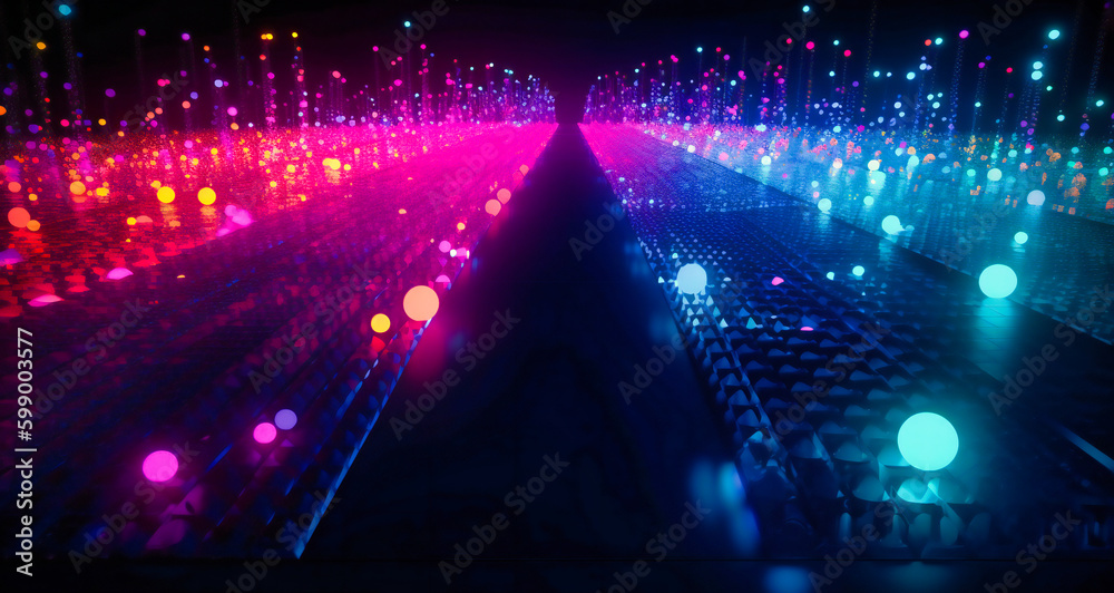 a purple light path through a blue background