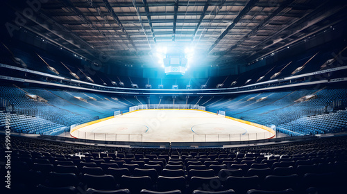 Large hockey rink with lots of seating for playoff game photo