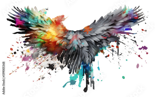 wings splash of colorful paint isolated on transparent png background Generative ai © Iaroslav