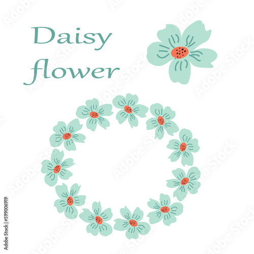 beautiful blue daisy and frame with words Generative AI