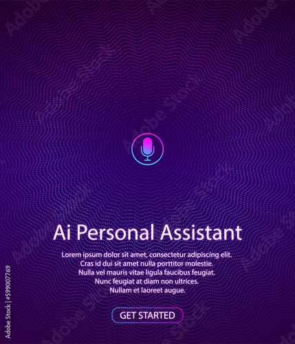 Artificial intelligence concept. Banner for web site or mobile app. Landing page with ai personal voice assistant. Vector illustration.
