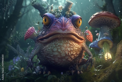 A whimsical illustration of a creature or character from a fairy tale in a magical kingdom, Generative AI