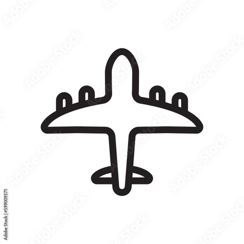 Plane vector icon. Aviation icon. Airplane flat sign design. Flight transport plane symbol. Airport airplane outline vector sign. Reactive plane line symbol. Aircraft pictogram. Jet icon. UX UI icon