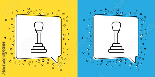 Set line Gear shifter icon isolated on yellow and blue background. Manual transmission icon. Vector