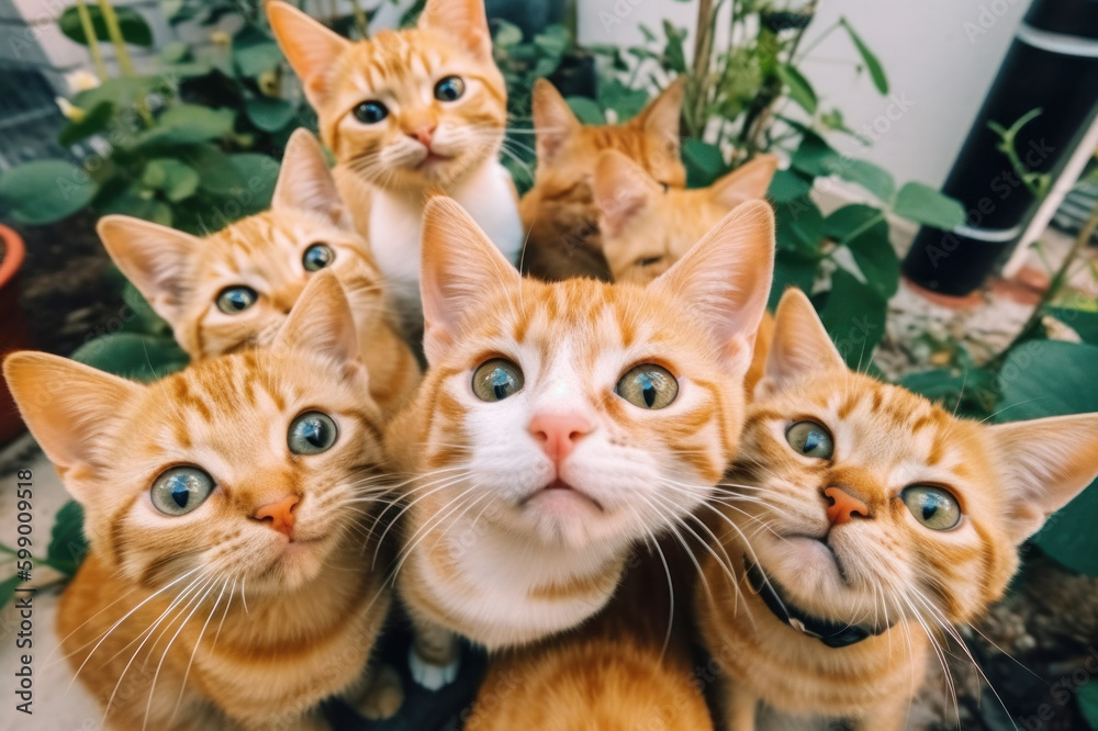 Group of friendly red kittens Group of friendly red kittens