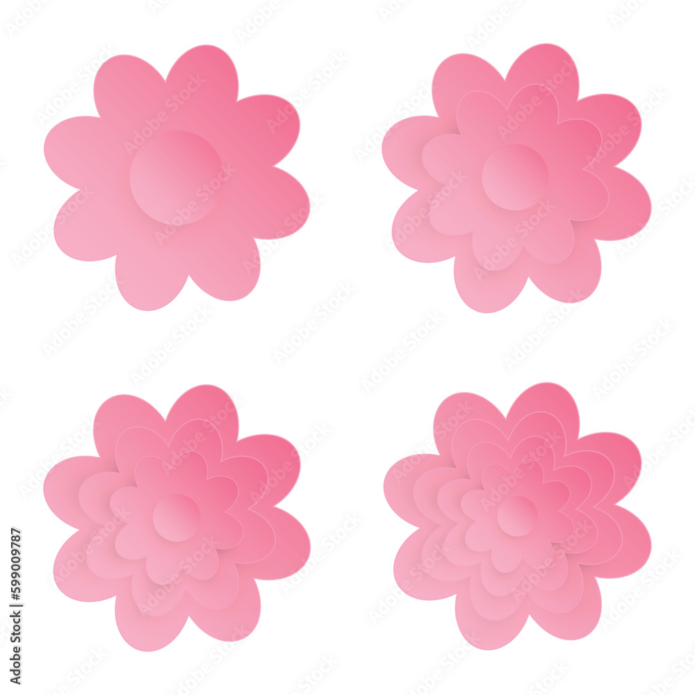 Flower, Element of floral paper cut. Paper cut of flower shape. Icon of valentine day, gift, ornament, love and spring symbol. Illustration of floral.
