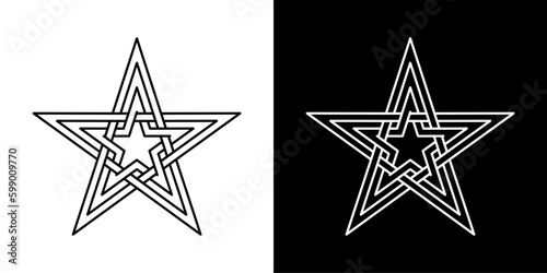 Double Interlocked Star Knot Vector Sign Symbol Ornament Illustration