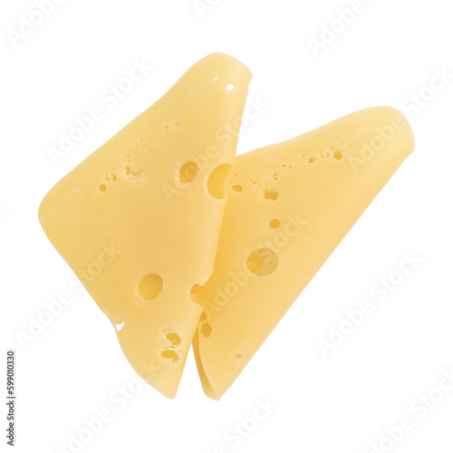 cheese cut into pieces isolated on white background