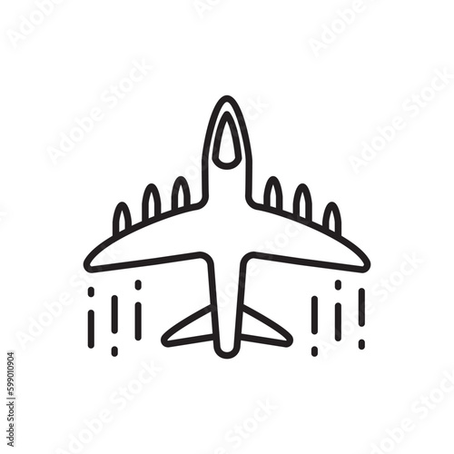Plane vector icon. Aviation icon. Airplane flat sign design. Flight transport plane symbol. Airport airplane outline vector sign. Reactive plane line symbol. Aircraft pictogram. Jet icon. UX UI icon