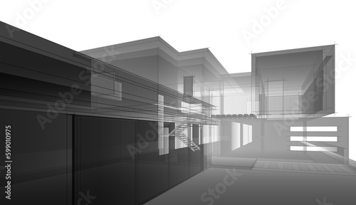 3d render of a modern building