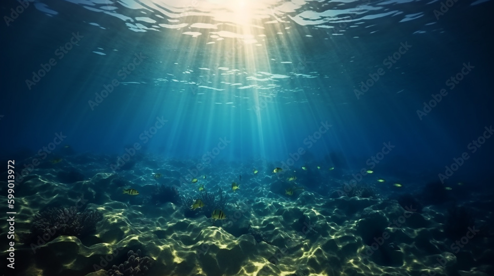 Fototapeta premium imagem subaquática de luzes entrando no mar 