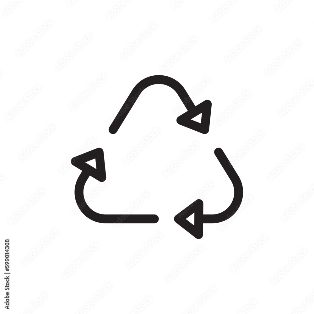 Recycle icon. Recycling icon. Environmental treatment flat sign design. Ecological recycling arrows symbol. Disposal pictogram. Outline symbol design. Linear UX UI icon Recycle icon. Recycling icon. Environmental treatment flat sign design. Ecological recycling arrows symbol. Disposal pictogram. Outline symbol design. Linear UX UI icon