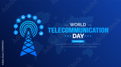 World Telecommunication Day background or banner design template
