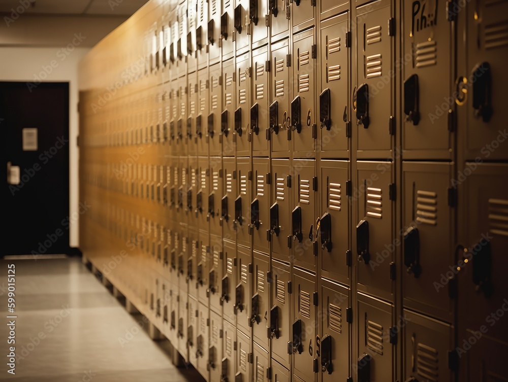 A row of lockers in a school hallway