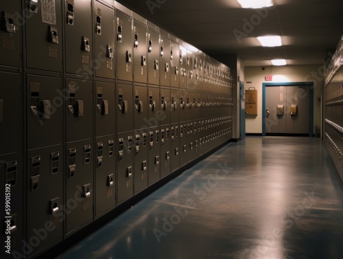A row of lockers in a school hallway