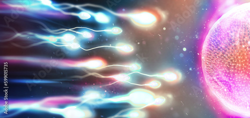 фотографія Sperm and egg cell. Natural fertilization. 3d illustration