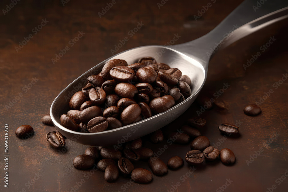 Coffee Scoop With Beans. Generative AI Coffee Scoop With Beans. Generative AI