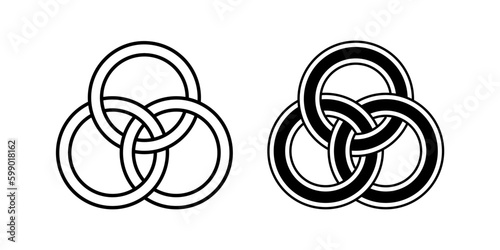 3 Interlocked Circles Knot Sign Symbol Decorative Ornament Vector Illustration