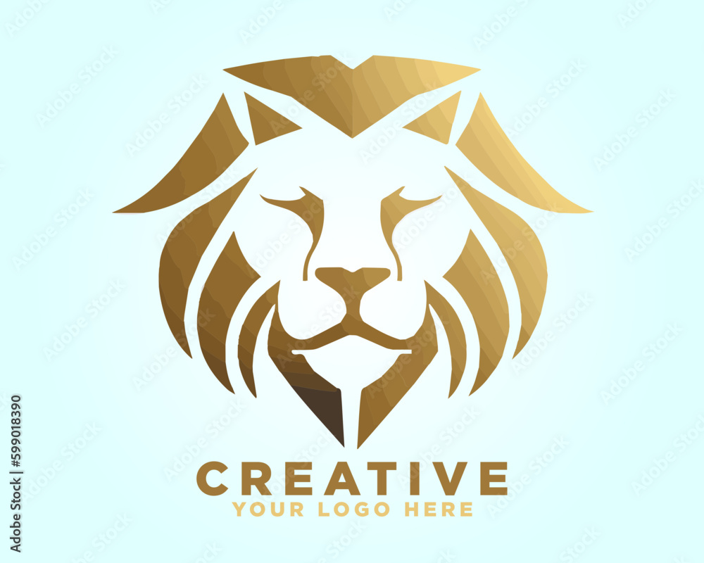 golden lion logo, minimalist logo, golden lion head golden lion logo, minimalist logo, golden lion head