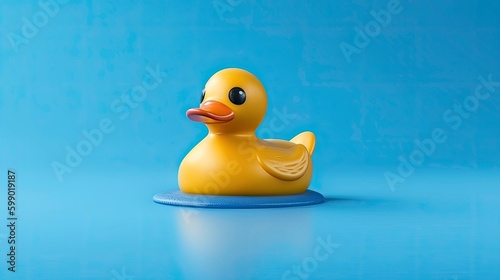 Adorable Duckling on Blue Illustration: Illustration Generated by AI