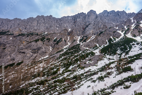 Landscape of the Hochschwab Mountains in the Northern Limestone Alps of Austria.