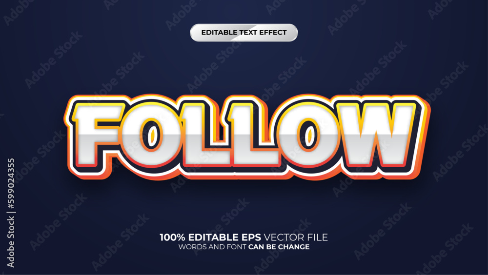 Follow 3d logo template editable text effect style template