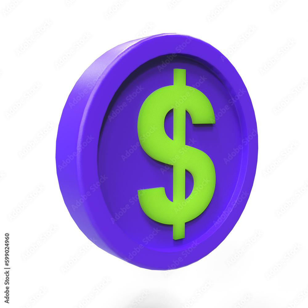 3d illustration USA dollar coin icon money 3d render 3d illustration USA dollar coin icon money 3d render