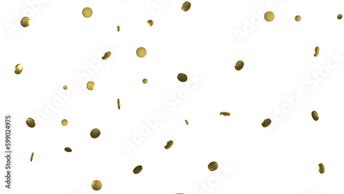 Gold confetti background, isolated on transparent background