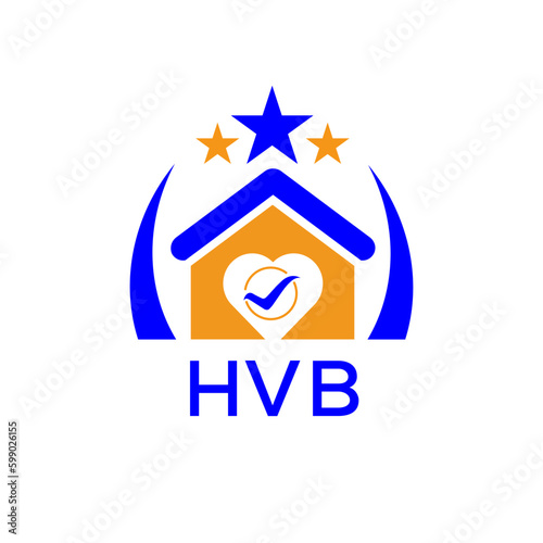 HVB House logo Letter logo and star icon. Blue vector image on white background. KJG house Monogram home logo picture design and best business icon. 
 photo