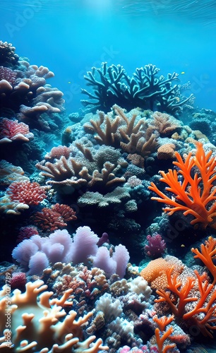 Realistic underwater background with corals © vvicca