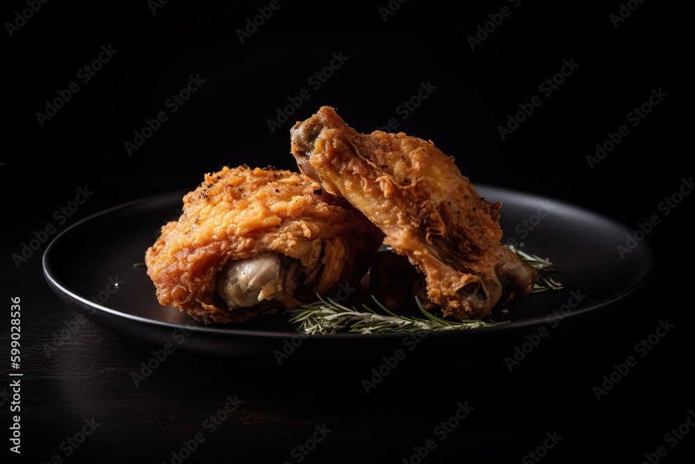 fried chicken with crispy skin and juicy meat on a plate fried chicken with crispy skin and juicy meat on a plate