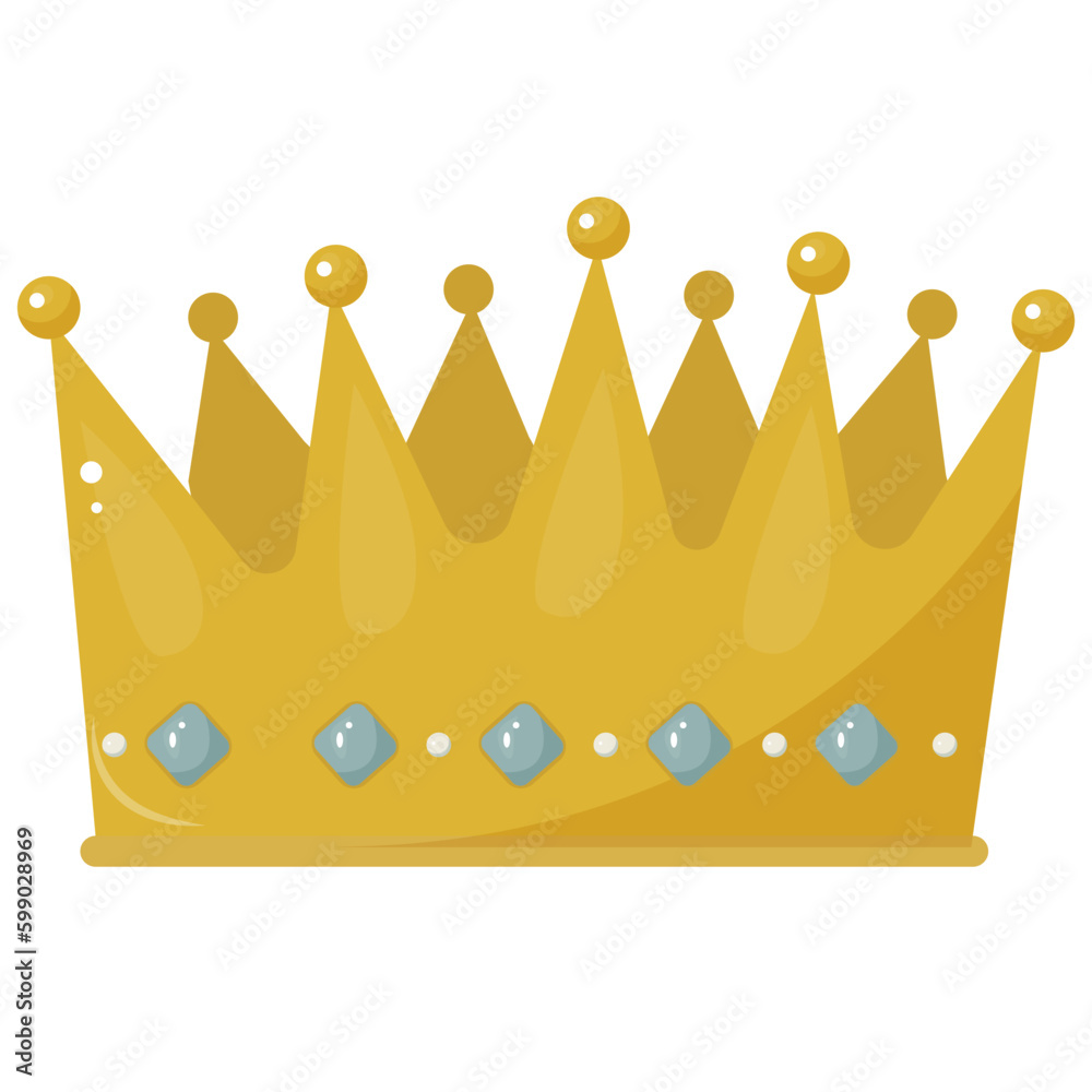 Obraz premium vector pretty cartoon gold crown isolated on white background