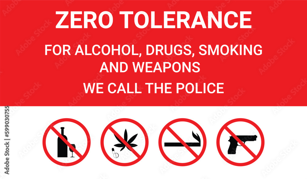 No smoking. no drinking. no drugs prohibition symbol set No smoking. no drinking. no drugs prohibition symbol set