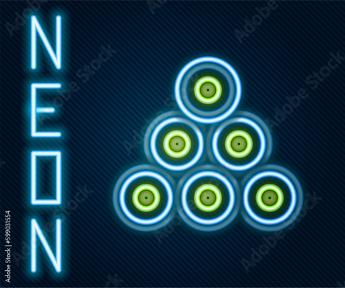 Glowing neon line Paint spray can icon isolated on black background. Colorful outline concept. Vector