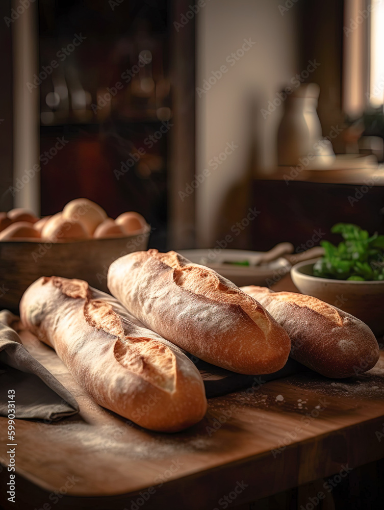 Bread, homemade bread, Sourdough, bread recipe. AI-generated image
