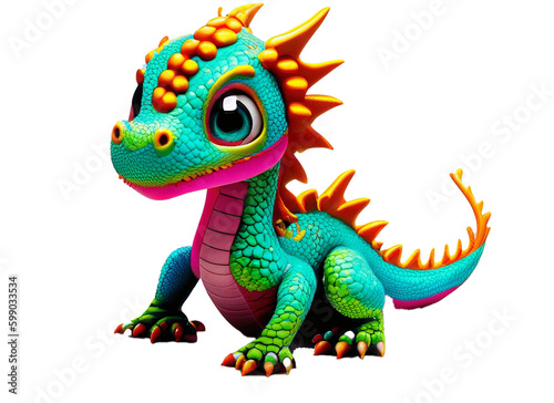 colorful baby Dragon Clipart png Sublimation ai generative