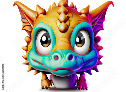 colorful baby dragon face png clipart ai generative 