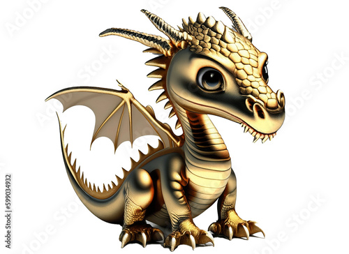 Golden Baby Dragon clipart png Sublimation ai generative