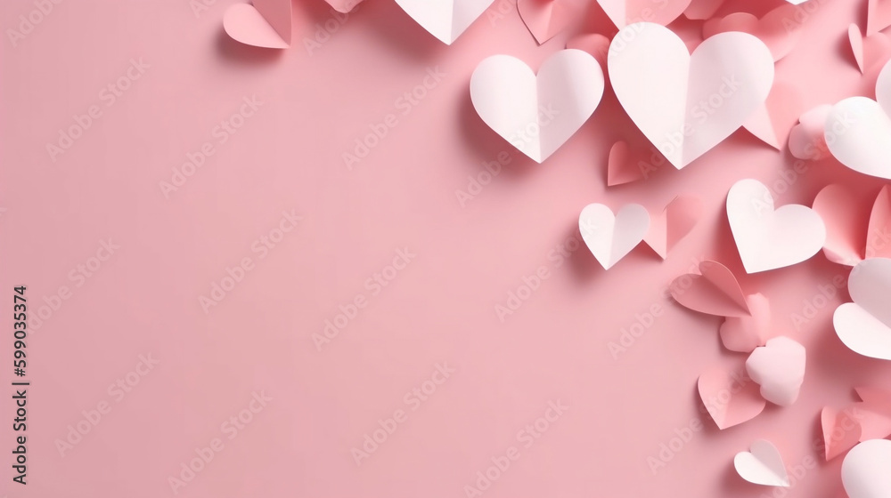 Valentine's Day Background with Pink Paper Craft Love Heart (generative AI) Valentine's Day Background with Pink Paper Craft Love Heart (generative AI)