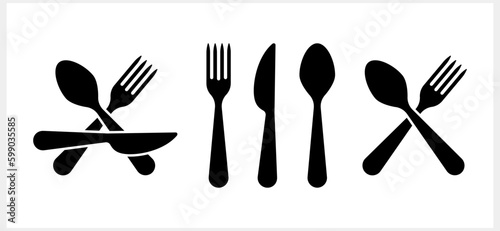 Stencil fork spoon knife icon isolated Food clipart Vector stock illustration EPS 10