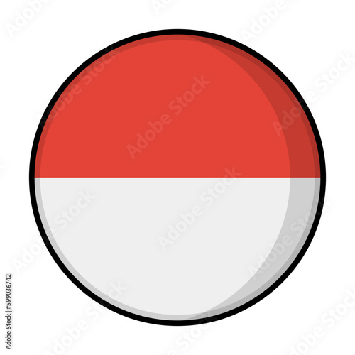 Flat design round Indonesian flag icon. Vector.