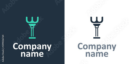 Logotype Rake toy icon isolated on white background. Children toy for beach games. Logo design template element. Vector