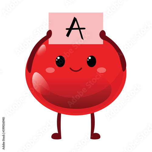 Cute drop of blood group A on white background