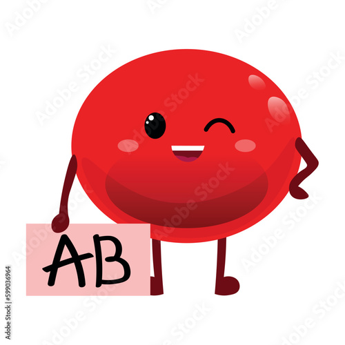 Cute drop of blood group AB on white background