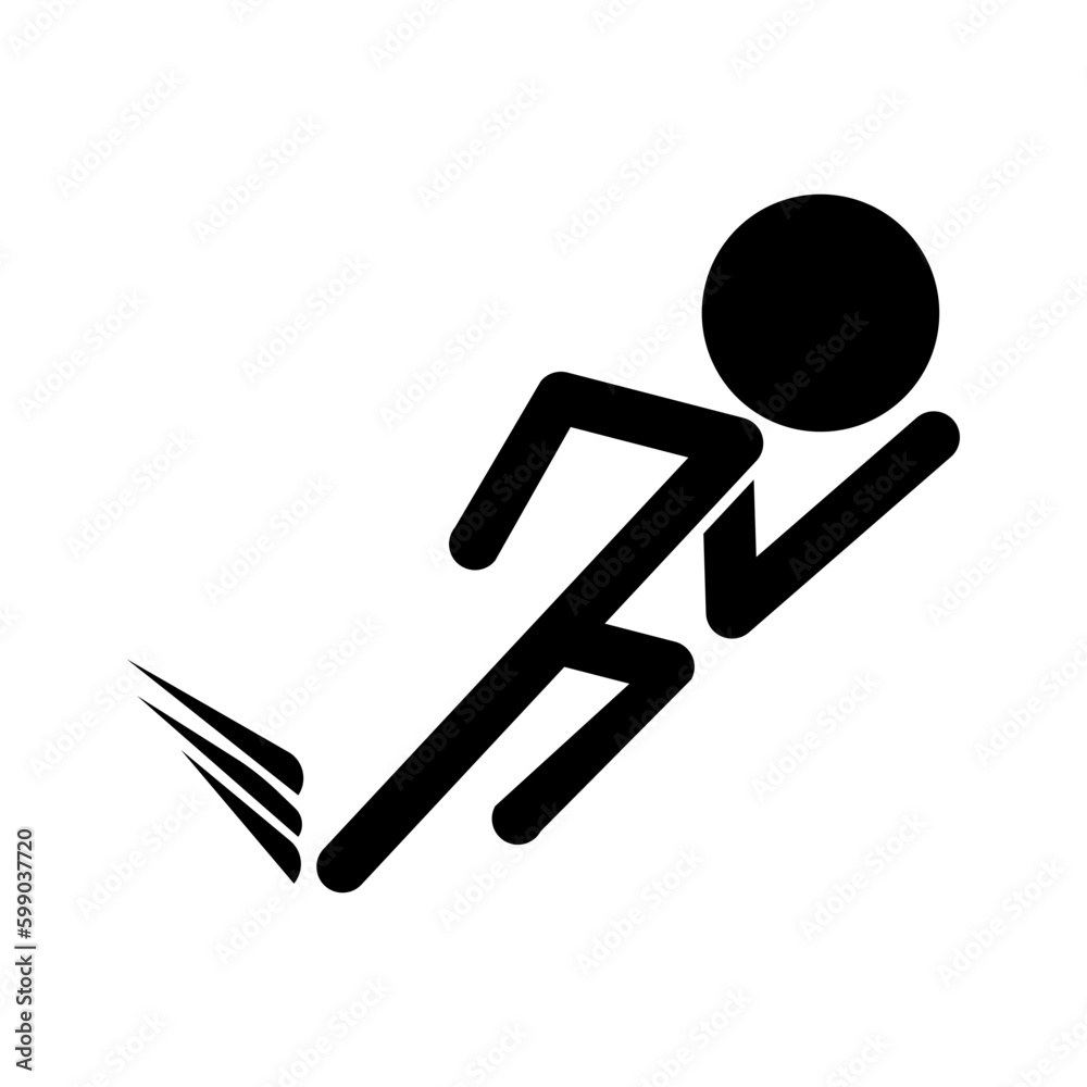 Running person silhouette icon. Short distance race. Vector. Running person silhouette icon. Short distance race. Vector.