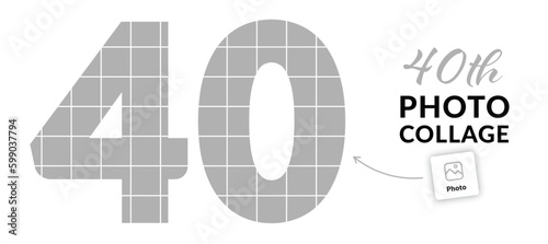 40 photo collage. 40th birthday or 40th anniversary picture collage concept. Vector