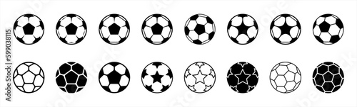 Leinwand Poster Soccer ball icon set in line style