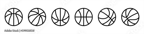 Basketball icon set in line style, Basket ball simple black style symbol sign for sports apps and website, vector illustration.